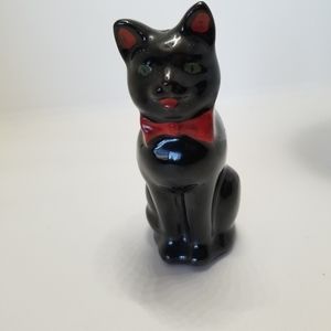 Vintage Shafford Redware Black Cat Pepper Shaker